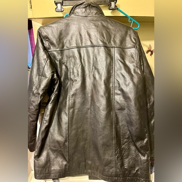 Ladies Black Leather Jacket Size 12 - Picture 3 of 5